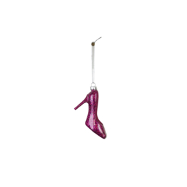 Kersthanger hoge hak - Roze - Glas - 8,5x3x7,5cm