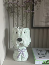 Vaas hond, mint groen/lila