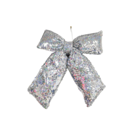 Kerstdecoratie Strik - Zilver - Stof - 32x40cm