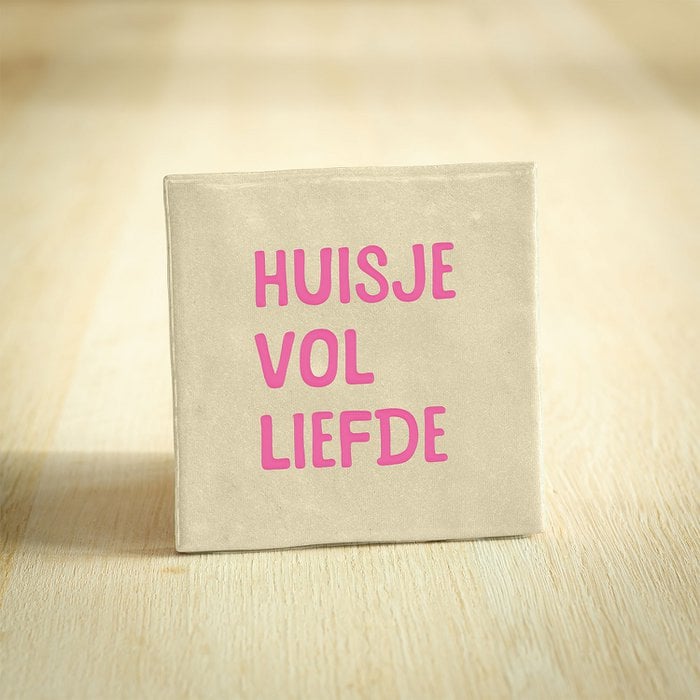Tegeltje huisje vol liefde, beige + roze