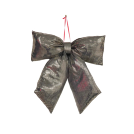 Kerstdecoratie Strik - Zwart/ Goud - Stof - 32x40cm