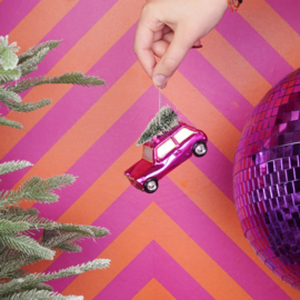 Kersthanger auto, roze