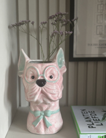 Vaas hond, roze/mint groen