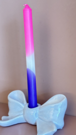 Keramische kandelaar strik design -  lila, 18x9x7 cm