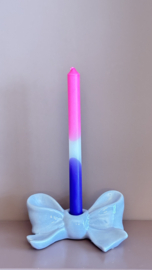 Keramische kandelaar strik design -  lila, 18x9x7 cm