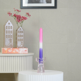 Glazen kaars- en theelichthouder strik - roze – 2 formaten