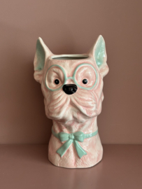 Vaas hond, roze/mint groen
