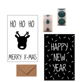 KERSTKAARTENSET - Merry X-mas/Happy new year