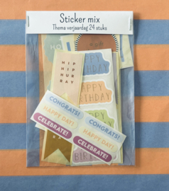 Sticker mix – Verjaardag – 24 vrolijke stickers voor het inpakken van cadeaus | FSC®