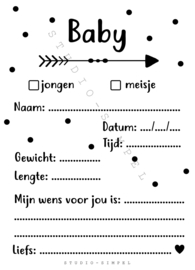 Invulkaarten babyshower