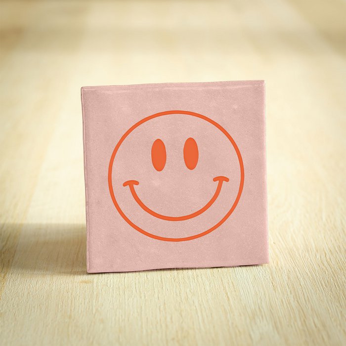Tegeltje smiley, roze + oranje