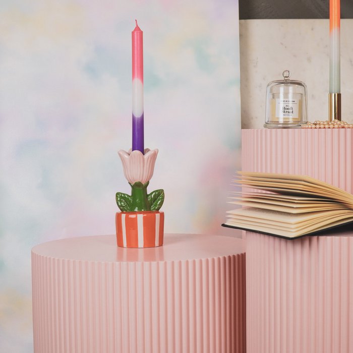 PRE-ORDER: Dipdye kaarsen set 4, paars/wit/roze