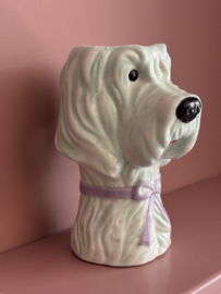 Vaas hond, mint groen/lila