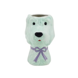 Vaas hond, mint groen/lila