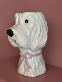 Vaas hond, mint groen/lila