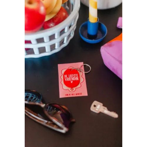 Sleutelhanger de liefste vriendin, rood + roze