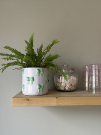 Plantenpot met strikjes, lila + mint