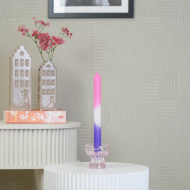 Glazen kaars- en theelichthouder strik - roze – 2 formaten
