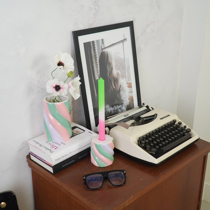 PRE-ORDER: Kandelaar marshmallow, roze / mint groen / lila