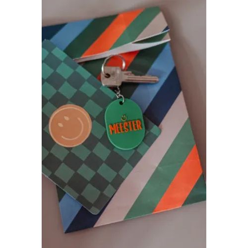 Sleutelhanger meester, groen + oranje