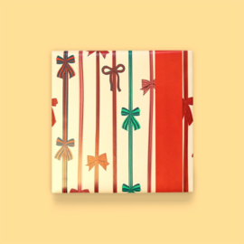 Cadeaupapier dubbelzijdig - Kerst - Strikjes parade - beige/ groen/rood - 3 meter per rol