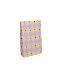 Blokbodemzakken ruit, honing | lila, set van 5