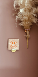Tegeltje smiley, roze + oranje