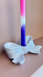 Keramische kandelaar strik design -  lila, 18x9x7 cm