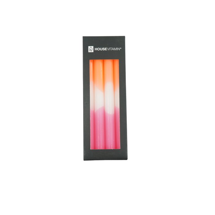 PRE-ORDER: Dipdye kaarsen set 4, roze/wit/oranje