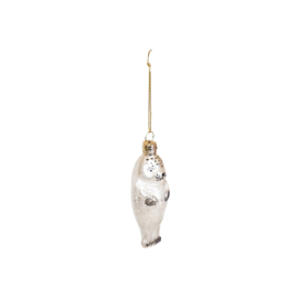 Kersthanger Zeehond - Glas - Wit - 3,5x3,5x9,5cm