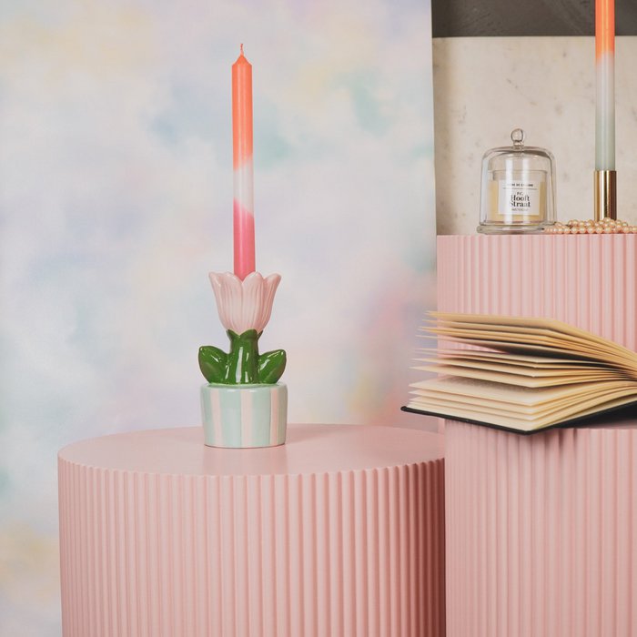 PRE-ORDER: Dipdye kaarsen set 4, roze/wit/oranje