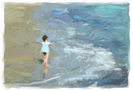 Kind dirigeert de zee