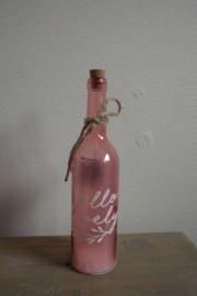 Glazen fles || Hello lovely || licht roze || met verlichting