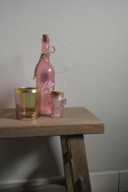 Glazen fles || Hello lovely || licht roze || met verlichting