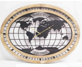 Ovalen klok wereldkaart