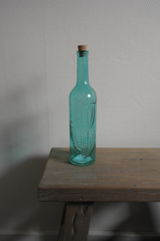 Glazen fles met cactus || blauw || met kurkdop