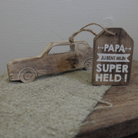 Houten label || Papa jij bent mijn superheld!