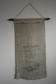 Wanddoek cocktail Gin- tonic || shabby linnen doek
