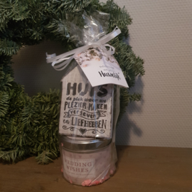 Cadeau || kaars wedding wishes + houten label + kaartje