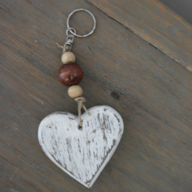 Sleutelhanger hart hout