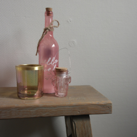 Glazen fles || Hello lovely || licht roze || met verlichting