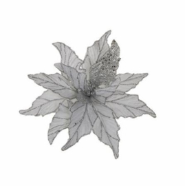 clip poinsettia zilver 30cm