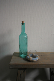 Glazen fles met cactus || blauw || met kurkdop