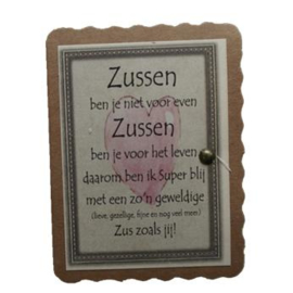 Zussen ben je niet voor even.