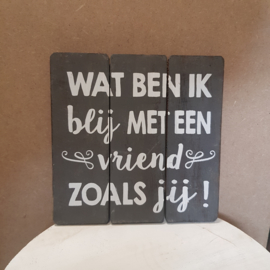 Bordje Wat ben ik blij met een vriend zoals jij