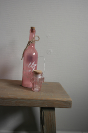 Glazen fles || Hello lovely || licht roze || met verlichting