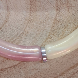 Tube armband roze / crème