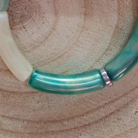 Tube armband turquoise / crème