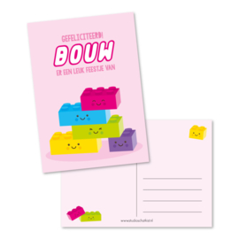 Bouw een feestje roze - kaart
