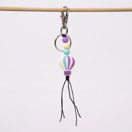 Sleutelhanger met luchtballon geel/mint/lila/roze